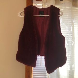 Merlot faux fur vest